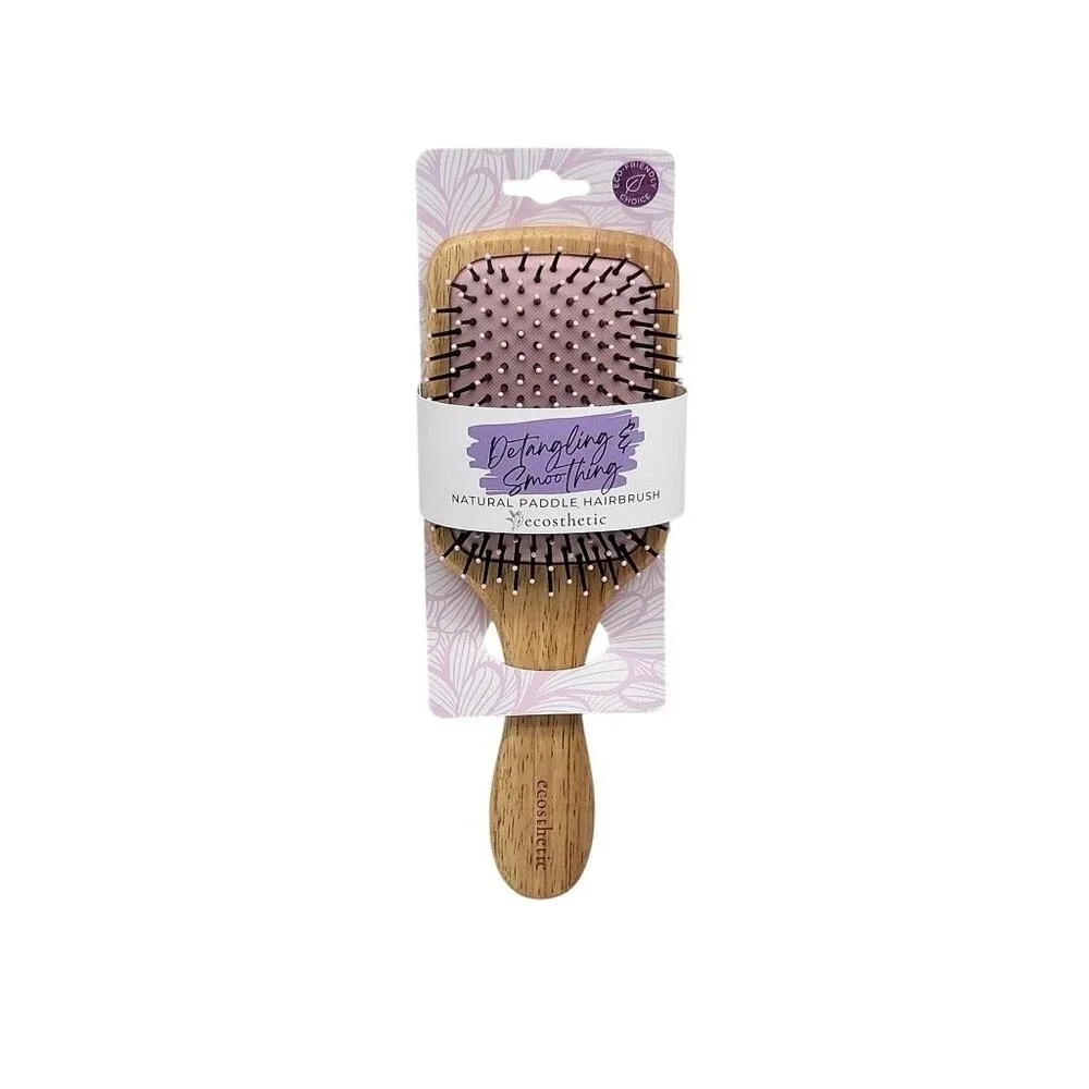 Natural Paddle Hairbrush Detangling & Smoothing By Ecosthetic With Bamboo Handle